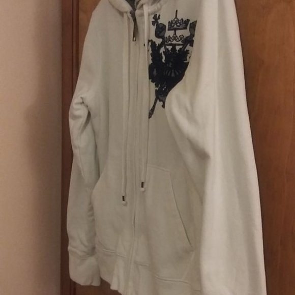 American Eagle Size Small White Sweater Jacket Hoo